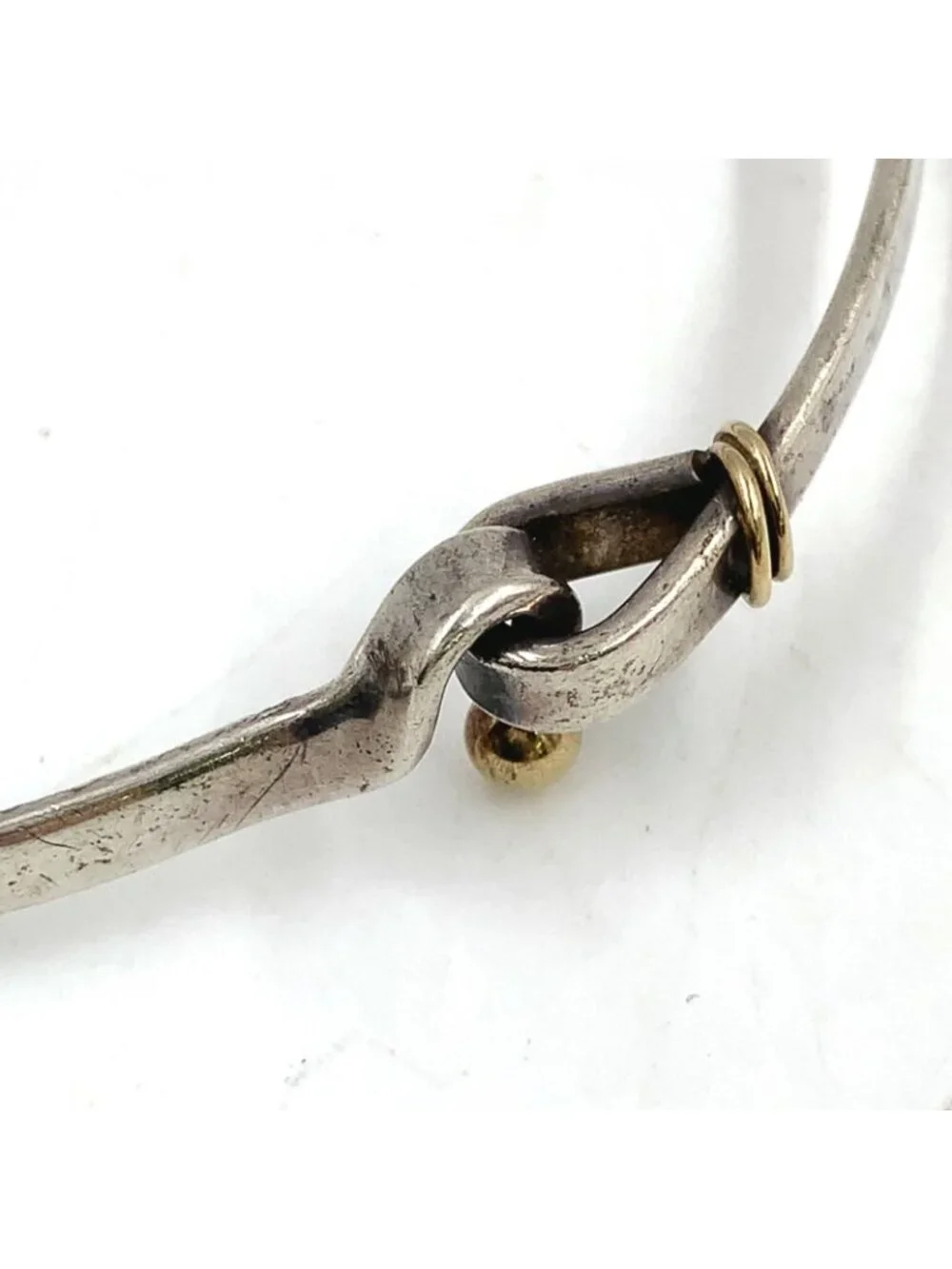 Tiffany & Co Hook Eye Yellow Gold Silver Bangle Bracelet